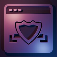 Wall Mural - purple browser with shield icon isolated on purple-blue background. security, safety, protection, pr