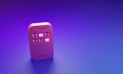 Wall Mural - pink mobile apps icon isolated on purple-blue background. smartphone with screen icons, applications