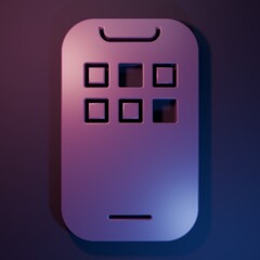 Wall Mural - purple mobile apps icon isolated on purple-blue background. smartphone with screen icons, applicatio
