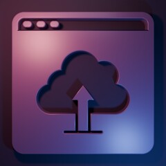 Wall Mural - purple cloud upload icon isolated on purple-blue background. minimalism concept. 3d render illustrat