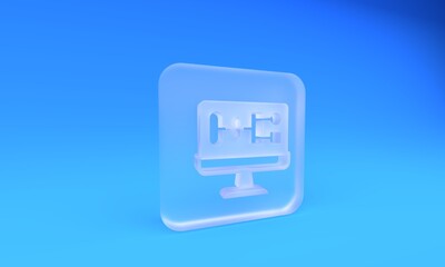 Wall Mural - frosted glass algorithm icon isolated on blue background. algorithm symbol design from artificial in