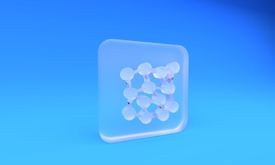 Wall Mural - frosted glass neural network icon isolated on blue background. artificial intelligence ai. square fr