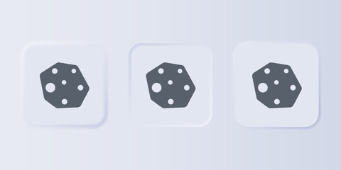 Wall Mural - grey asteroid icon isolated on grey background. set icons in square buttons. vector