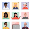© Fauzi - Nine diverse people participating in a virtual meeting, displayed as video squares.