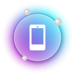 Wall Mural - White Smartphone, mobile phone icon isolated on white background. Blue and purple gradient circle background. Vector