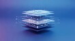 © ferifadli - Quantum Information Layer Stack with Diffuse Signal Lines and Floating Rectangular Modules in Blue-Purple Gradient