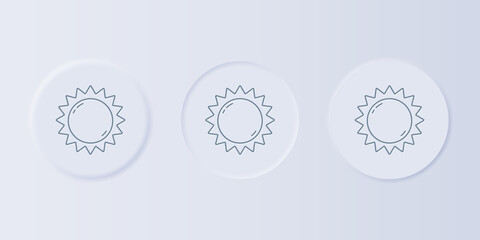 Wall Mural - grey sun icon isolated on grey background. summer symbol. good sunny day. set icons in square button