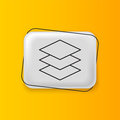 Wall Mural - Black Layers icon isolated on yellow background. Silver rectangle button. Vector