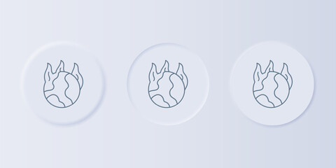 Wall Mural - grey global warming fire icon isolated on grey background. set icons in square buttons. vector