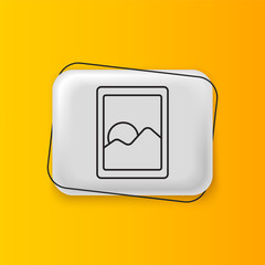 Wall Mural - Black Graphic tablet icon isolated on yellow background. Silver rectangle button. Vector