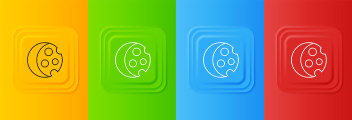 Wall Mural - white eclipse of the sun icon isolated on colorful background. total sonar eclipse. set icons in squ