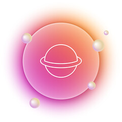 Wall Mural - white planet saturn with planetary ring system icon isolated on white background. orange and pink gr