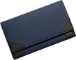 © Aether Io - Blue canvas and black leather portfolio or document holder with clean lines transparent background