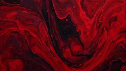 Wall Mural - abstract red fluid art with sudden blooming patterns in top down view
