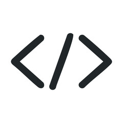 Coding symbol: black bracket and slash icons on white background