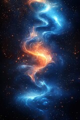 Wall Mural - Flowing blue cosmic energy amidst a glowing starry space background