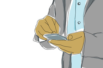 Business man using smartphone vector illustration.eps