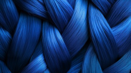 Wall Mural - close-up of a intricately woven blue braid, showcasing texture and pattern.