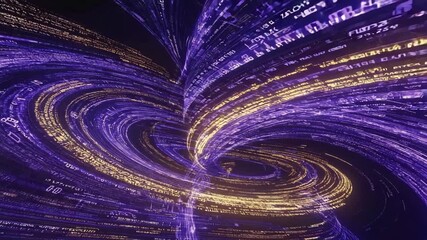 Wall Mural - complex data streams are flowing and swirling in cyberspace, creating a vortex of information with a