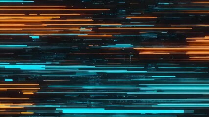 Wall Mural - horizontal lines in vibrant orange and blue streaming across a dark background, creating a captivati