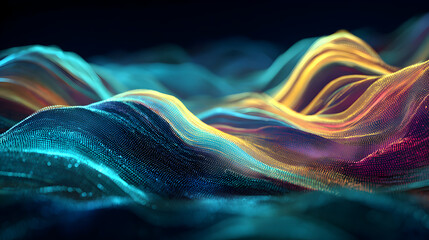 Wall Mural - abstract digital landscape background with flowing lines and vibrant colors for modern technology pr