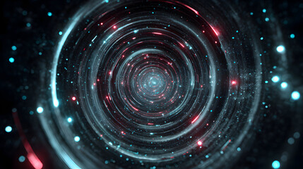 Wall Mural - abstract hyperspace vortex tunnel with swirling light trails and glowing particles showcasing cosmic