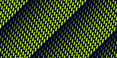 Vector halftone seamless pattern with diagonal dash lines, fading stripes, mesh.  Neon green and black texture with gradient transition effect. Extreme sport style background. Trendy abstract design