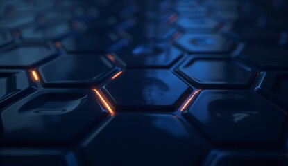 Hexagonal Grid with Illuminated Edges in a Dark Environment