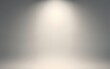 © shu - Grey studio lighting. Soft grey neutral 3d studio background. Warm soft light studio lighting. Photostudio soft box neutral lighting. High quality