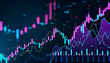 © Who is Danny - Colorful digital screen with glowing forex and stock market candlestick chart and data analysis on dark interface background for modern financial display. 3D Rendering