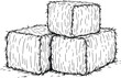 © Fazeelatartworks - Illustration of three stacked square hay bales with visible string in a black and white sketch style