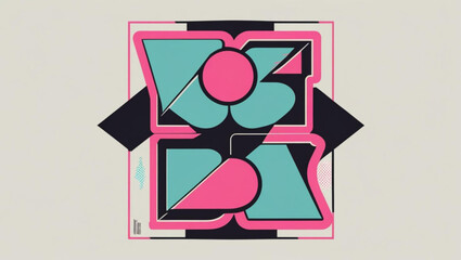 Wall Mural - Vibrant and colorful abstract geometric background pattern with a retro 80s color palette