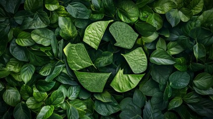 Wall Mural - lush green leaves forming a recycle symbol.