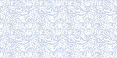 Vector seamless pattern with organic shapes, liquid lines, waves, fibers, threads, biological structures. Blue and white abstract tangled line background. Subtle natural texture. Repeat minimal design