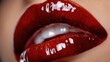 © ElenaX - Glossy red lips close-up beauty glamour