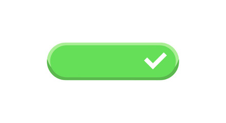 Green minimalist button with check mark icon for user interface design
