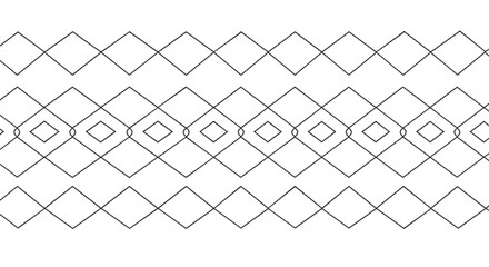 Seamless geometric pattern with linear diamond shapes in black and whi