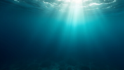 Wall Mural - deep ocean background with light rays penetrating water
