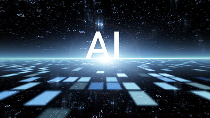 Wall Mural - ai artificial intelligence letters in digital technology cyberspace network illustration.
