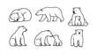 © Aikaterini - White polar bear set, black and white icon clean line art, doodle style. Ideal for logo, tattoo, app, coloring book, web design, infographics, banner, poster, and more. Vector illustration