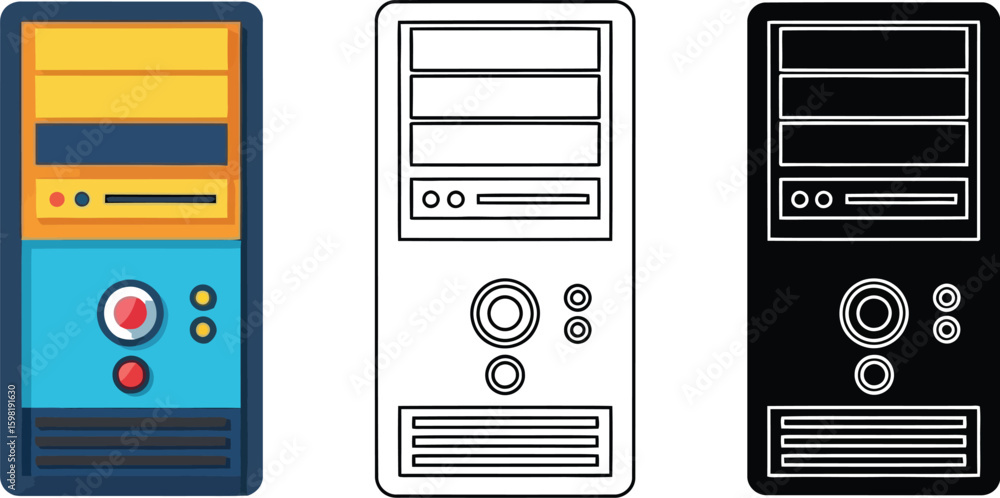 Find desktop computer tower illustration pc case vector image for ...