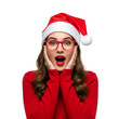 © DianeL - Isolated Photo of Surprised Woman in Santa Hat