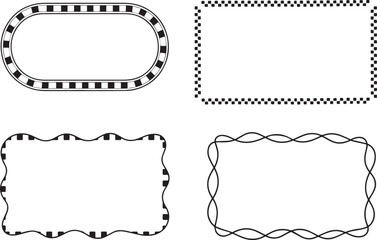 Wall Mural - wavy outlines and inner checkerboard tile, rectangle