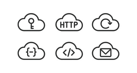 Wall Mural - Cloud computing line icon set. technology, internet connectivity linear graphics collection