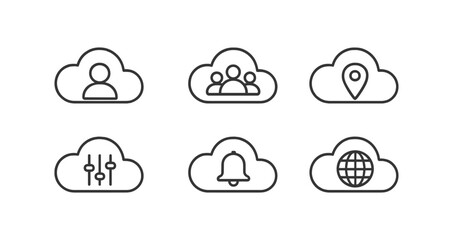 Wall Mural - Cloud services icon set. flat data, network, user management icons collection