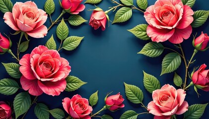 Wall Mural - intricate blooming roses & leaves, repeating design, fabric, stylish, elegant