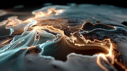 Wall Mural - abstract visualization of data flow across europe and asia region