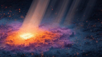 Wall Mural - urban landscape with futuristic lighting and abstract color patterns