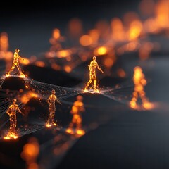 Wall Mural - abstract representation of digital connection and human interaction concept