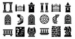 © Влада Яковенко - Castle and architecture solid icons set – silhouette, filled, historic building elements